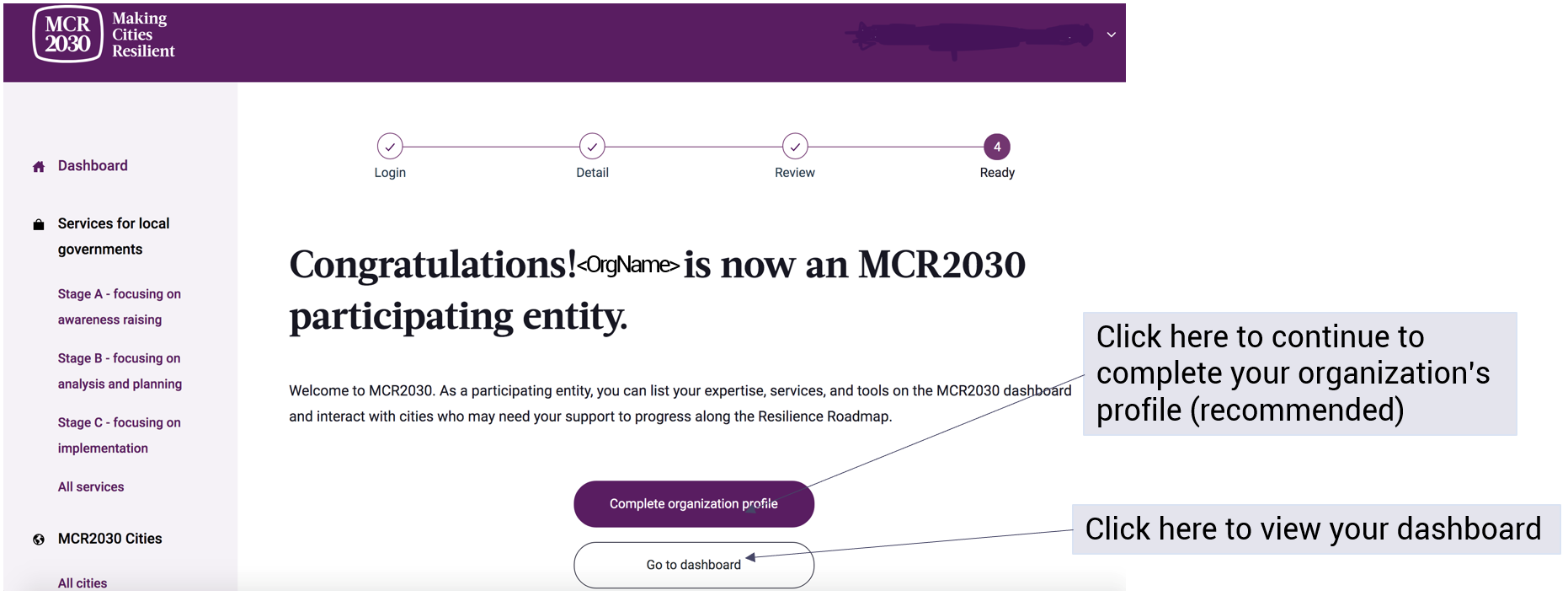 How to create MCR2030 dashboard account - complete