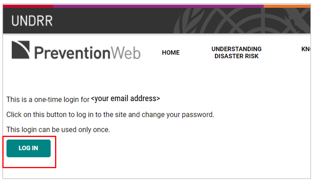 How to Create the PreventionWeb Account - log-in