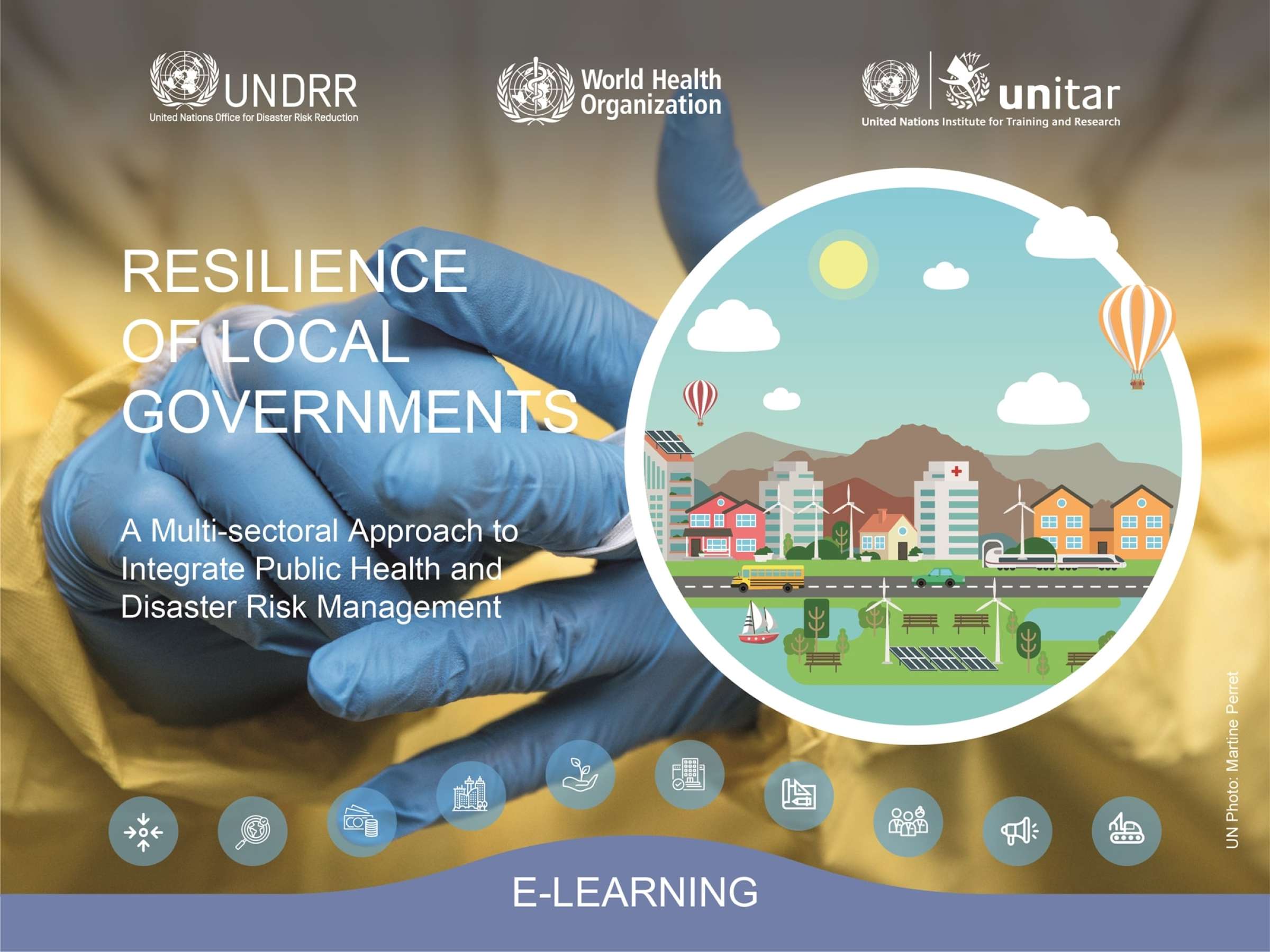 Banner for UNDRR-UNITAR-WHO e-learning course