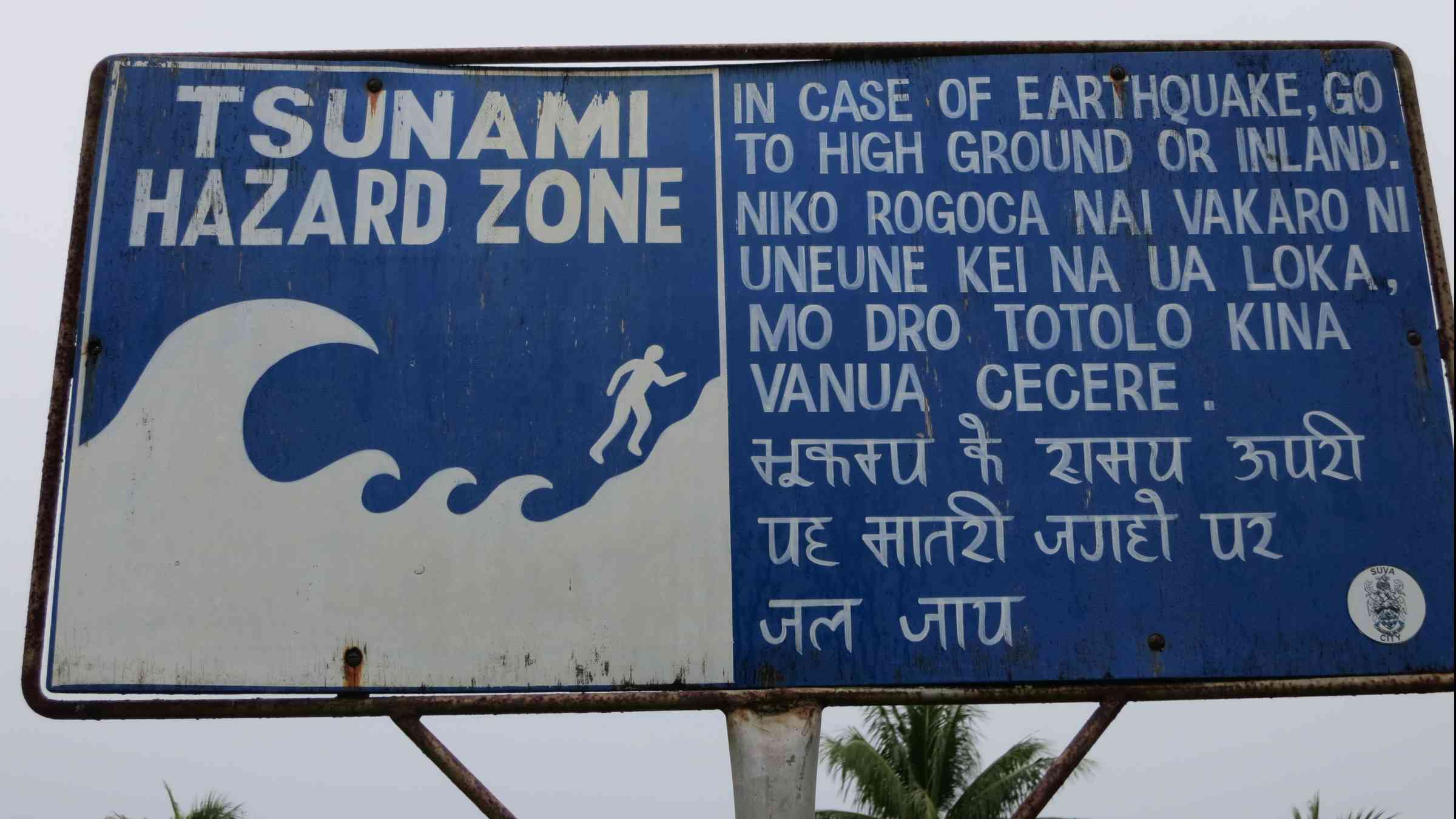 Tsunami sign in Fiji
