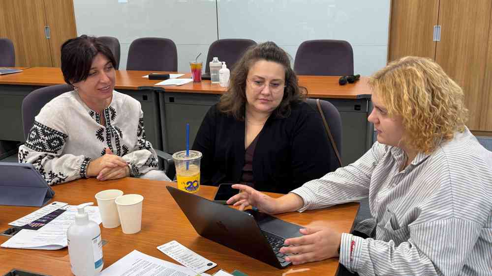 Ukrainian participants are discussing during the group work