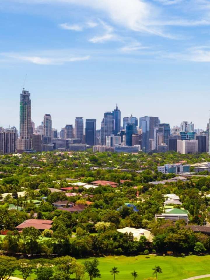 Aerial view on Makati city - Modern financial and business district of Metro Manila, Philippines.