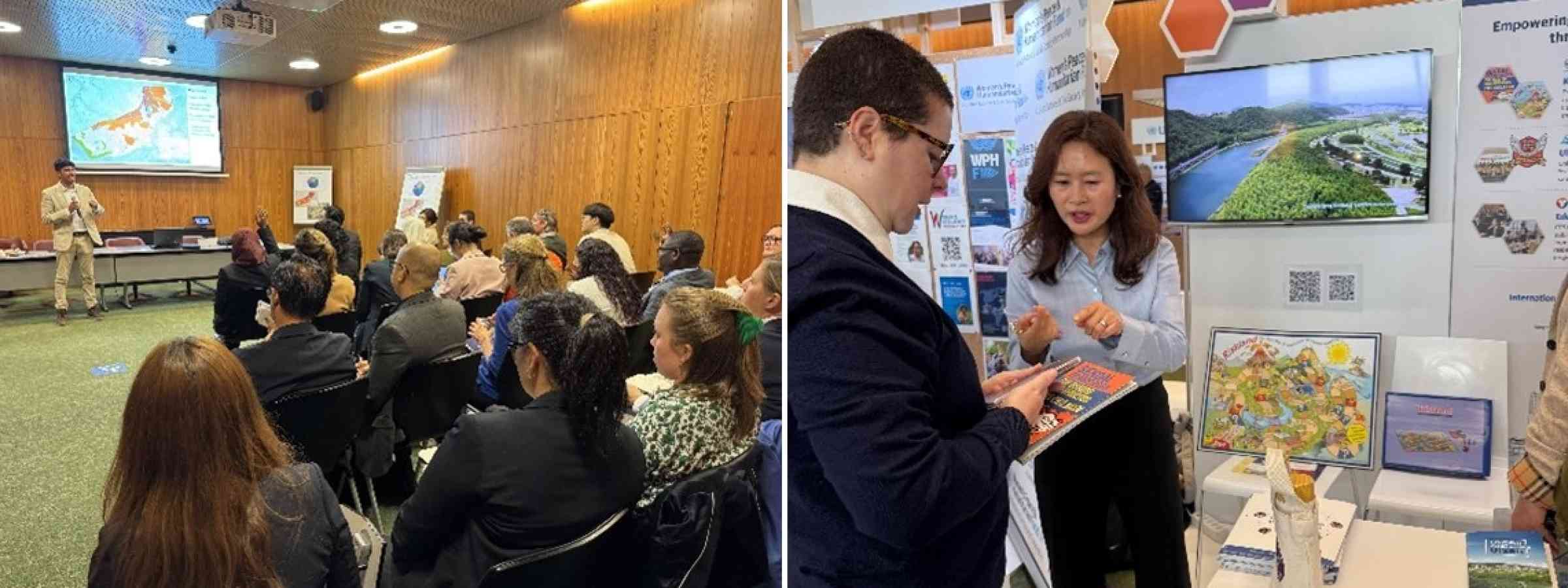 A learning lab by United Cities and Local Governments (UCLG) Exhibition booth on “Empowering Youth Capacity of Resilience through DRR Education” by Korean government partners